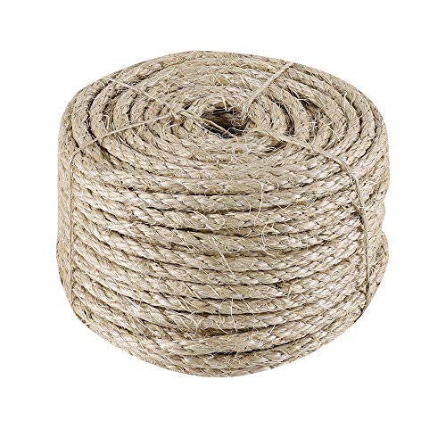 IZSUZEE Cuerda de Sisal, Cuerda de 6mm (40m), Adecuada para Rascador para Gatos, Juguete Gato y Arbol para Gatos. También Apto para Jardin, Jardineria y DIY.