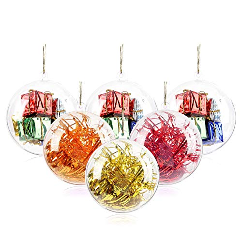 Jangostor 20 Piezas Bolas de Navidad, 40 mm, 60 mm, 80 mm, 100 mm Bola de Adornos navideños, Decoraciones de Navidad rellenables de plástico DIY Bolas de árbol Bolas artesanales Bola Transparente