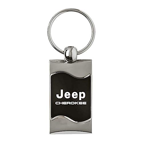 Jeep Cherokee Black Spun Brushed Metal Key Ring