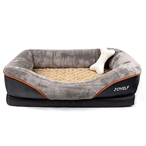 Joyelf Cama ortopédica para perros de espuma viscoelástica con funda extraíble y lavable, 4 tamaños