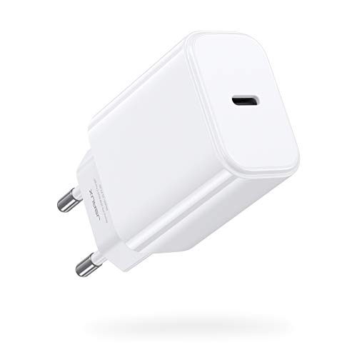 JSAUX iPhone Cargador USB C 20W, iPhone Cargador Rapido PD 3.0 Tipo C Cargador Rápido,Compatible con iPhone 12 Mini/12/12 Pro/12 Pro MAX,iPhone 11 Pro MAX/SE,iPhone 8 Plus,iPad Pro,AirPods Pro-Blanco