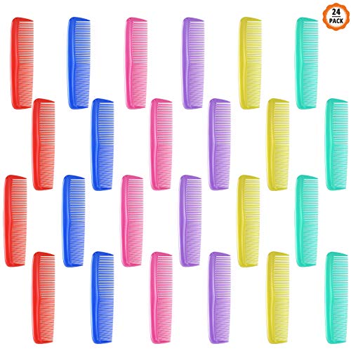 Juego de 24 piezas de peines de colores para el cabello Juego de peines de plástico Juego de peines de dientes Peine de fibra de carbono para mujeres y hombres Peine de vestir fino y colorido