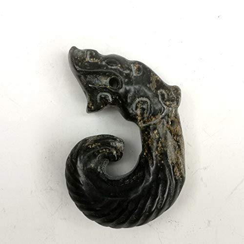K-ONE Colección Old China Hongshan Culture Imán Negro Jade Force Dragon Colgante