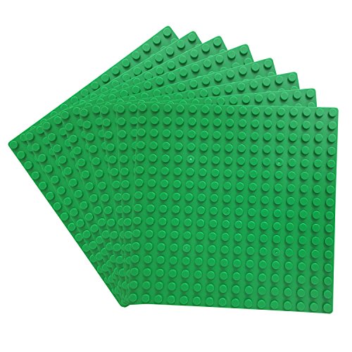 Katara 1741 Placas de Construcción 8 Pcs - 13x13cm / Pernos 16x16 Compatible con Lego, Sluban, Papimax, Q-Bricks, Verde