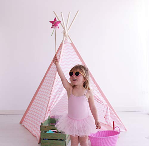 Kiddus Tienda Tipi Juego simbólico decoración habitación Infantil niños Blanco y Rosa Estilo nórdico KI60121