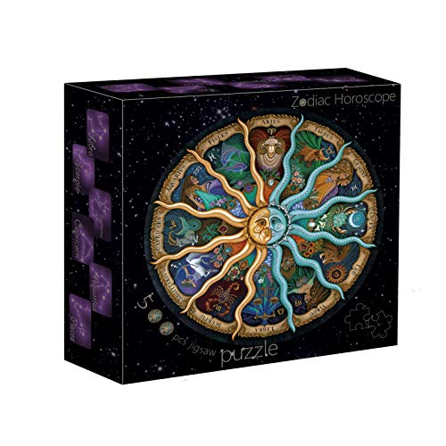 KING JUGUETES Puzzle Circular Signos del Zodiaco, puzle Redondo de 500 Piezas, Round Jigsaw Zodiac Signs, Juego Educativo y Creativo, Rompecabezas para niños y Adultos a Partir de 12 años