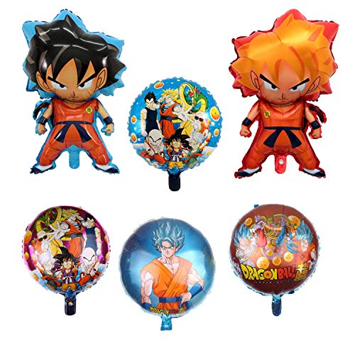 Kit de Globos de Aluminio Dragon Ball Z de 6 Piezas, decoración de Fiesta de Personaje DBZ Super Saiyan Goku Gohan de Doble Cara
