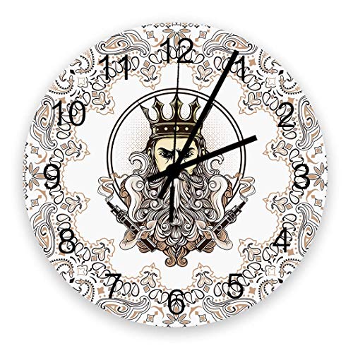 Kncsru Reloj de Pared Redondo, diseño de Naipes, silencioso, sin tictac, Funciona con Pilas para decoración del hogar, 9,88 Pulgadas