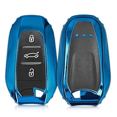 kwmobile Funda Compatible con Peugeot Citroen Llave de Coche Smartkey de 3 Botones (Solo Keyless Go) - Carcasa Suave de Silicona - Protección Total para Llave de Coche Mando de Auto