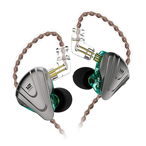 KZ ZSX Auriculares híbridos 5BA 1DD Conductor 5 equilibrados y 1 dinámico Auriculares Monitor de oído Audifonos KZ para músico Baterista(Cian no Mic)