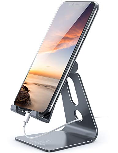 Lamicall Soporte Móvil, Multiángulo Soporte Teléfono - Soporte Dock Base para Teléfono para iPhone 12 Mini, 12 Pro MAX, 11 Pro XS MAX X 8 7 6S Plus SE, Samsung S10 S9 S8, Huawei, Smartphones - Gris