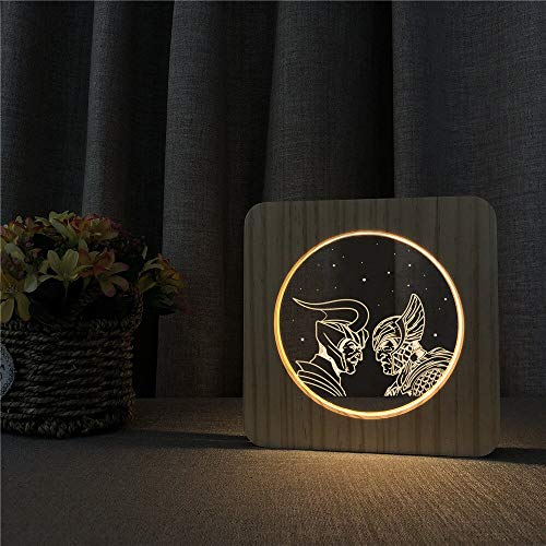 Lámpara de Mesa de luz Nocturna de Madera acrílica Interruptor de Control lámpara de Grabado decoración de la habitación de los niños Regalo