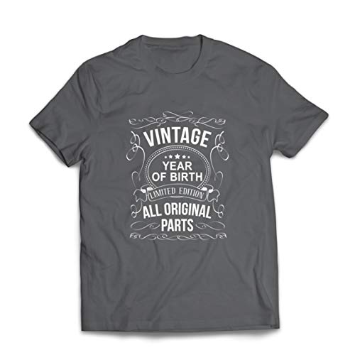 lepni.me Camisetas Hombre Año Personalizado Todas Las Piezas Originales Regalo de cumpleaños Vintage (Large Grafito Multicolor)