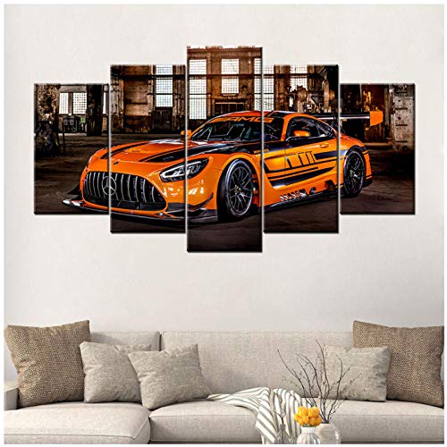 Lienzo 5 uds pintura decoración del hogar arte de pared AMG GT3 imagen de superdeportivo impresiones de coche cartel de marco moderno para sala de estar 40x60 40x80 40x100cm artppolr