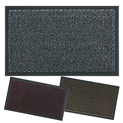 Lipari - Felpudo para entrada de casa, antideslizante, para interior de exterior, las alfombras de secado se adhieren al suelo, no se doblan los modernos (40 x 70 cm), color gris