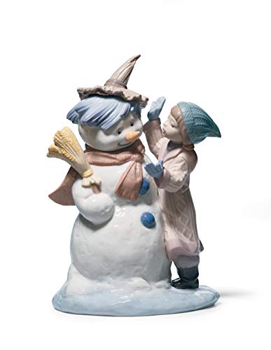 LLADRÓ Figura Muñeco De Nieve Solo Le Falta Hablar. Figura Muñeco De Nieve de Porcelana.