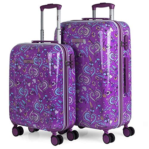 Lois - Juego de Maletas Infantil. Rígidas 4 Ruedas Trolley 55/67 Policarbonato Estampado. Cómodas y Ligeras. Pequeña 55x40x20 Ryanair. Diseño Juvenil. 130200, Color Morado