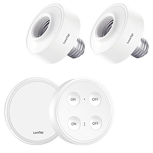 LoraTap Juego 2 Piezas Portalámpara Adaptador Inalámbrico para Lámpara Luz Bombilla con Un Mando a Distancia Control Remoto, E27, Blanco, Alcance de 200m, Iluminación de Casa LoraTap Juego 2 Piezas Portalámpara Adaptador Inalámbrico para Lámpara Luz Bombilla con Un Mando a Distancia Control Remoto, E27, Blanco, Alcance de 200m, Iluminación de Casa