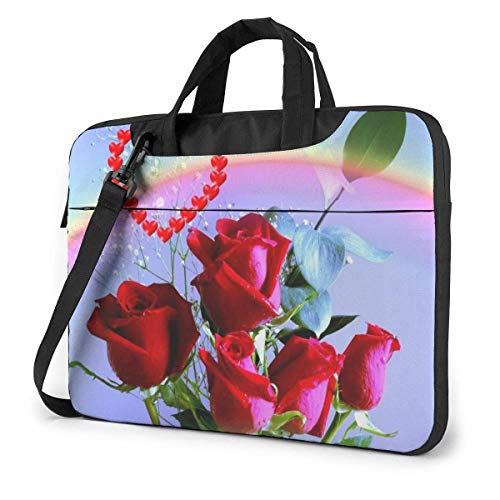 Love Roses Hearts Laptop Bag Compatible Ultrabook Messenger Bandolera con Correa,
