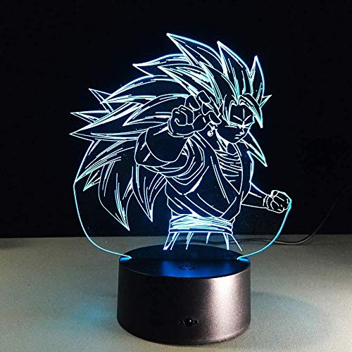 Luz estéreo Dragon Ball Super Saiyan Dios Goku Figuras de acción Lámpara de mesa de ilusión 3D 7 Luz de noche que cambia de color Niños Niño Niños Regalos para bebés Lámpara de acrílico