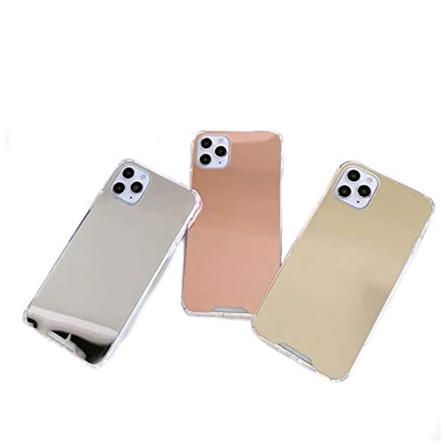 LYKL Juego de 3 carcasas de espejo protectoras de plata y oro rosa para iPhone 12 / iPhone 12 PRO/iPhone 12 PRO Max, con espejo para iPhone (12/12 PRO)