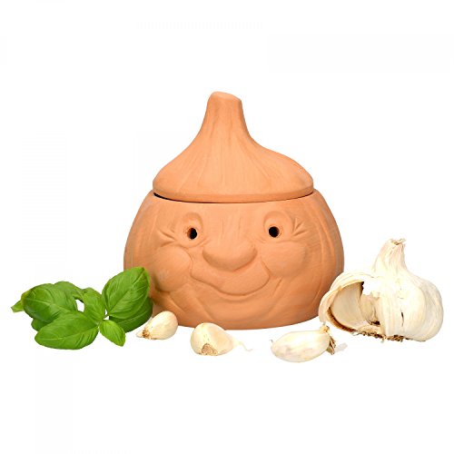 Mambocat Ajo Olla Knut, Tarro de terracota para guardar aprox. 250g ajos, Divertido recipiente para almacenar ajo, Tarro de conservación para alimentos Mambocat Ajo Olla Knut, Tarro de terracota para guardar aprox. 250g ajos, Divertido recipiente para almacenar ajo, Tarro de conservación para alimentos