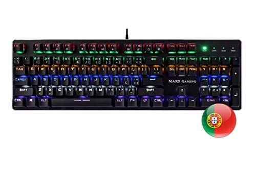 Mars Gaming MK4R, teclado PC, layout PORTUGUÉS, LED 6 colores, switch rojo