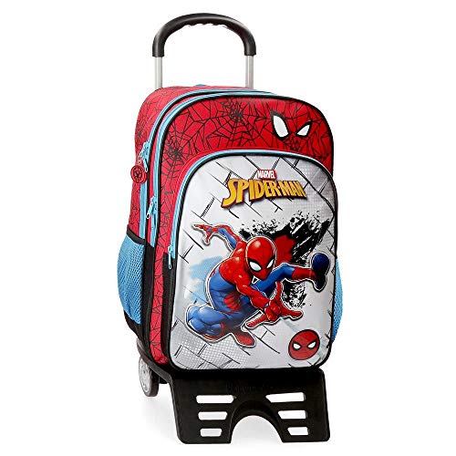 Marvel Spiderman Red Mochila Escolar con Carro, Rojo