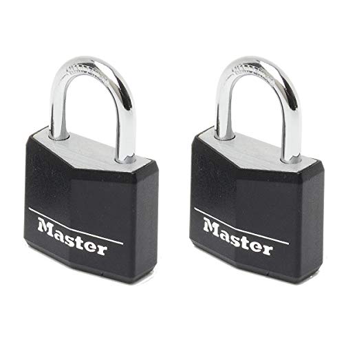 Master Lock 9130EURTBLK Lote de 2 Candados con Llave con cuerpo de aluminio macizo revestido, Negro, 3 x 5,2 x 1,6 cm Master Lock 9130EURTBLK Lote de 2 Candados con Llave con cuerpo de aluminio macizo revestido, Negro, 3 x 5,2 x 1,6 cm