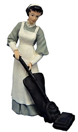 Melody Jane Casa de Muñecas Personas Victoriana Maid IN Gris Hoovering Figura de Resina