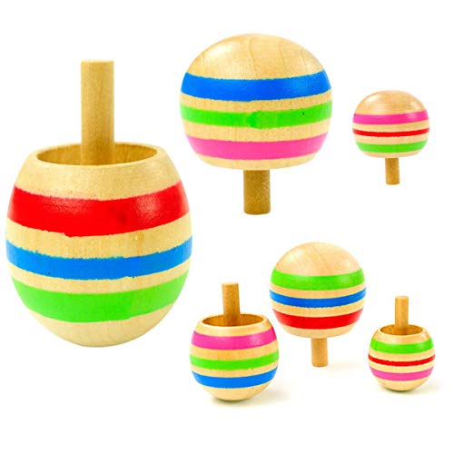 mengger Peonza de Madera Colores Trompo Pintadas Mini Giroscopios Suministros para la Fiesta 6 Piezas trompos Juguete peonzas trompo Juguete