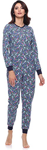 Merry Style Pijama Entero Una Pieza Ropa de Cama Mujer MS10-175 (Azul Marino/Tucan, XXL)