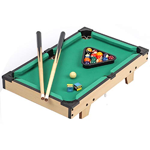 Mesa de billar YYX Madera Mesa mesa de billar for niños, hogar de Billar Juego Juego de Mesa con Tacos, triángulo, Bolas, Cepillo - Verde, al Estilo Americano (Size : 68×37×14cm)