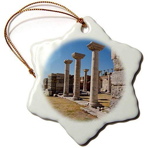 Mesllings Danita Delimont – Éfeso – Turquía, Éfeso. Ruinas de la Basílica de San Juan. Pilars.Copo de nieve adorno de porcelana