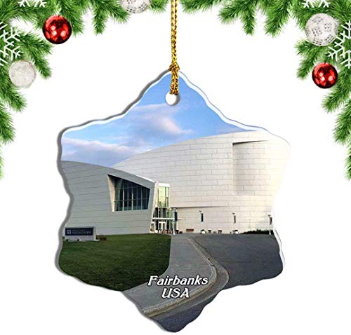 Mesllings USA America Fairbanks Alaska Museum of the North - Adorno de Navidad para árbol de recuerdo, colgante de 7,6 cm