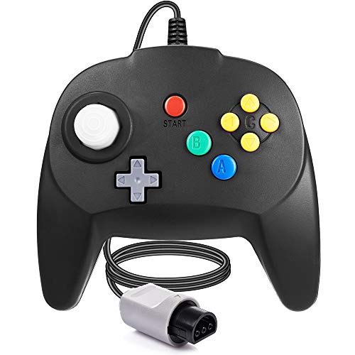 miadore Controlador N64 Palanca de mando con cable para juegos compatible con la consola N64(negro)