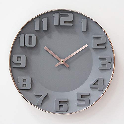 MNBVCX Reloj De Pared Digital De Escala Tridimensional Gris Oro Rosa Sala De Estar Reloj Silencioso De 12 Pulgadas
