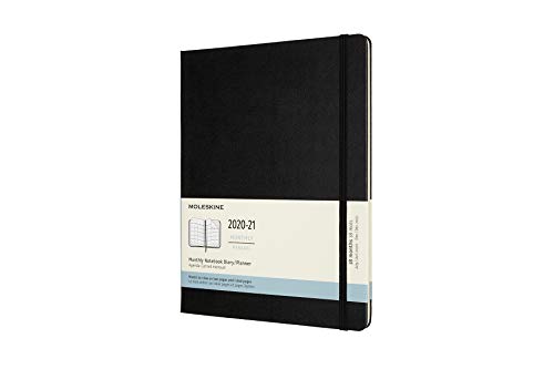 Moleskine - Agenda Mensual de 18 Meses, Agenda 2020/2021, Agenda Mensual con Tapa Blanda y Cierre Elástico, Tamaño XL 19 x 25 cm, Color Negro, 128 Páginas Moleskine - Agenda Mensual de 18 Meses, Agenda 2020/2021, Agenda Mensual con Tapa Blanda y Cierre Elástico, Tamaño XL 19 x 25 cm, Color Negro, 128 Páginas