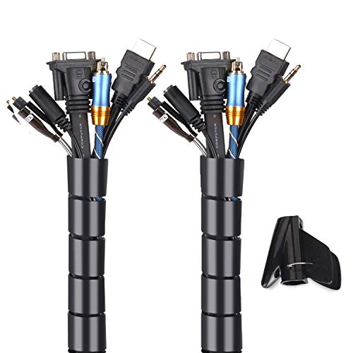 MOSOTECH Organizador Cables, Cubre Cables de 2 x 3m, Flexible Funda Organizador Cables, Organizador de Cables Mesa, Recoge Cables para Office y PC Escritorio-Negro (Ø2.6cm y Ø2.2cm) MOSOTECH Organizador Cables, Cubre Cables de 2 x 3m, Flexible Funda Organizador Cables, Organizador de Cables Mesa, Recoge Cables para Office y PC Escritorio-Negro (Ø2.6cm y Ø2.2cm)