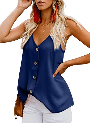 Mujer Camisola de Verano Cami Tank Tops Dama Color Solido Correa Suelta Columpios con Volantes Blusa Camiseta sin Mangas