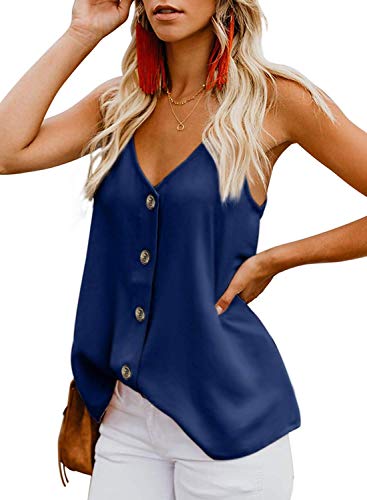 Mujer Camisola de Verano Cami Tank Tops Dama Color Solido Correa Suelta Columpios con Volantes Blusa Camiseta sin Mangas Mujer Camisola de Verano Cami Tank Tops Dama Color Solido Correa Suelta Columpios con Volantes Blusa Camiseta sin Mangas