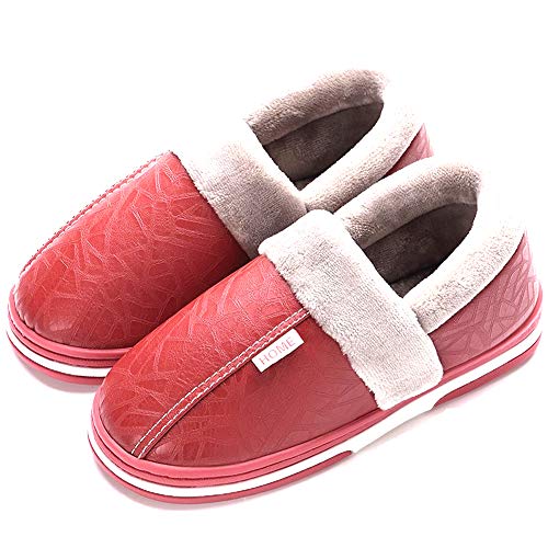 Mujer Invierno Zapatillas de Estar casa Cerradas Calienta Pantuflas Termicas Zapatos Slippers(Rojo,34/35 EU,22.5CM De talón a Dedo del pie