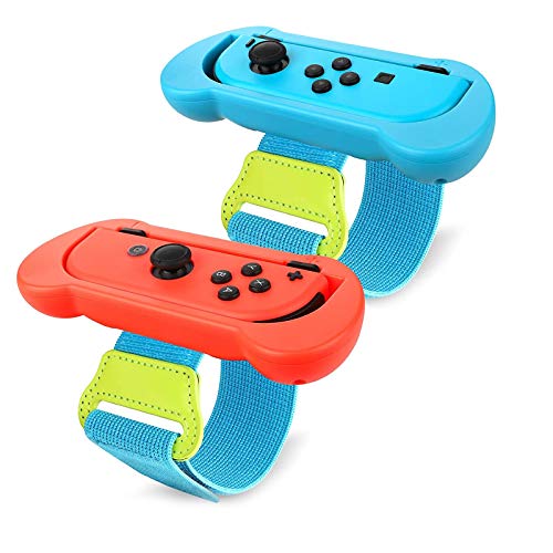 Muñequera de baile para Nintendo Switch Joy-Con Controller Game Just Dance 2021 2020 2019, Correa elástica ajustable para Joy-Cons, dos tamaños para adultos y niños, azul y rojo