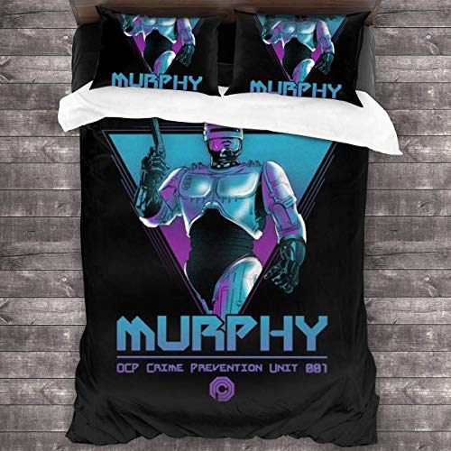 N \ A Murphy OCP Crime Unit Robocop - Juego de ropa de cama de 3 piezas con funda de edredón de 86 x 70 pulgadas, 3 piezas decorativas con 2 fundas de almohada