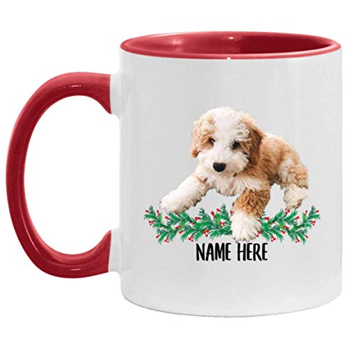 N\A Funny Bernedoodle White Red Personalized Name Gift for Mom Taza Decorativa roja 11 oz