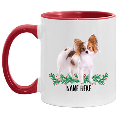 N\A Funny Papillon White Red Personalized Name Gift for Mom Taza Decorativa roja 11 oz
