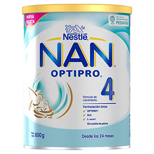 NAN OPTIPRO 4 - Preparado lácteo infantil, fórmula de crecimiento en polvo, a partir de los 24 meses, 800g