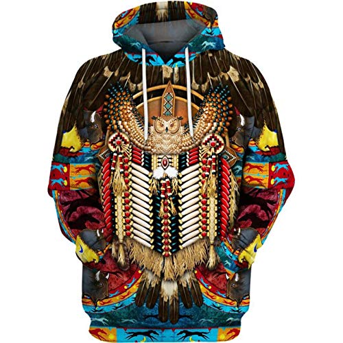 Native Indian 3D Hoodies/Sudaderas Hombres Mujeres Moda con Capucha Invierno Otoño Manga Larga Streetwear Pullover 4 XXL
