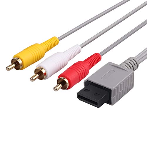 Neoteck Wii / Wii U AV Cable 1.8M Composite Retro 3 RCA enchapado en oro Audio Video AV Cable estándar para Nintendo Wii Wii U