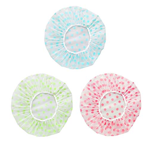 Nicetruc Gorros de Ducha de baño Sombreros Impermeables Reutilizables Adultos elástico con los Puntos Azul Verde Rosa 3PCS Nicetruc Gorros de Ducha de baño Sombreros Impermeables Reutilizables Adultos elástico con los Puntos Azul Verde Rosa 3PCS